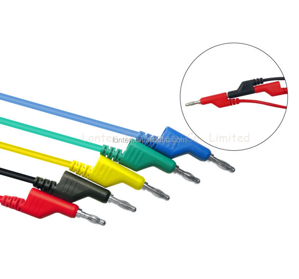 cable de laboratorio con apilables 4mm plátanos conectores 0,25m 1qmm JBF verde Messleitung