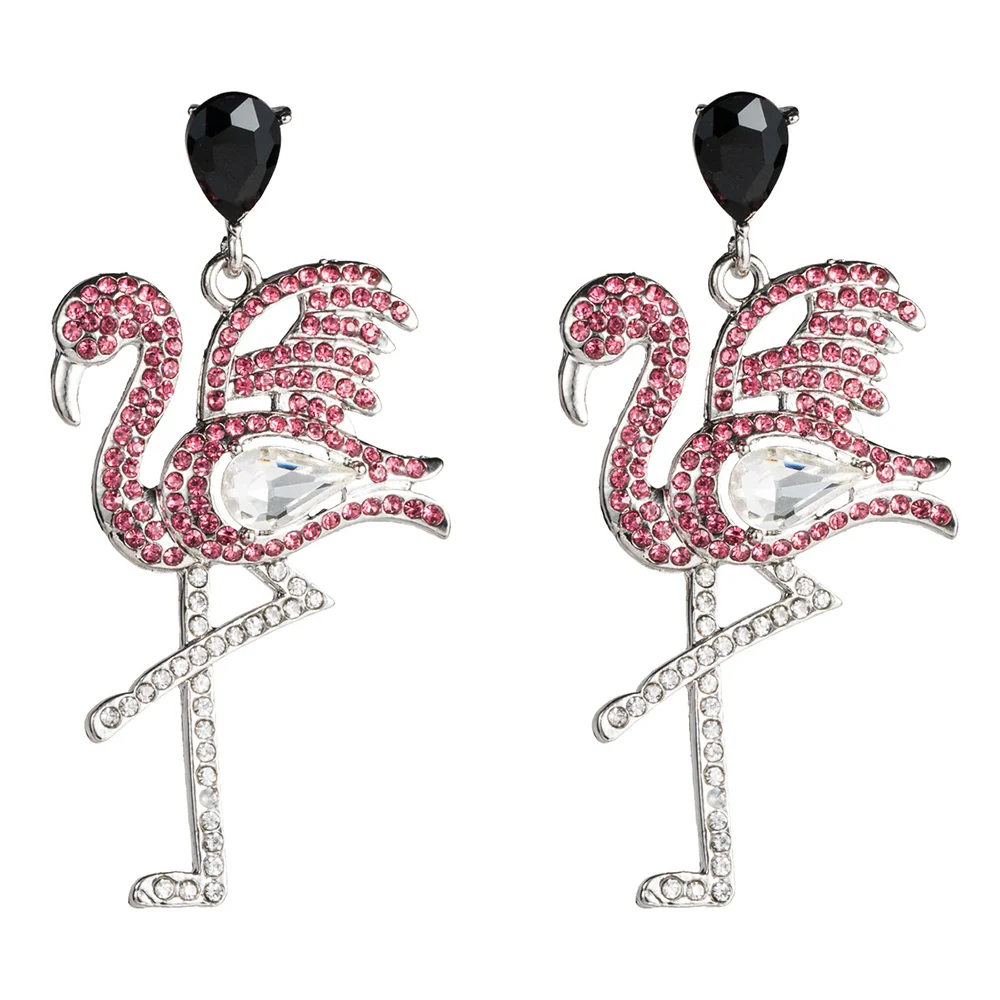 

Amazon Hot Sale Acrylic Diamonds Flamingo Girl's Women's Earrings