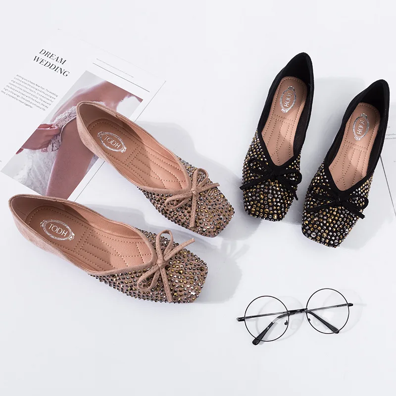 

2019 spring new female Korean version of the bow single shoes women's large size flat casual shoes wholesale, Black, pink