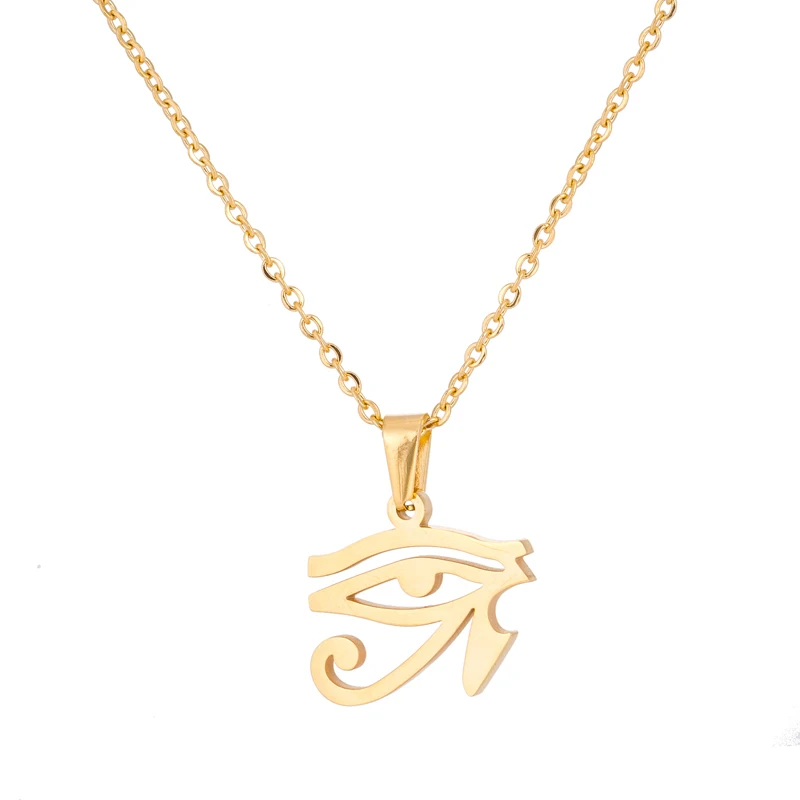 

Ancient Egyptian Style The Eye of Horus Pendant Necklace Stainless Steel Jewelry, Gold,steel