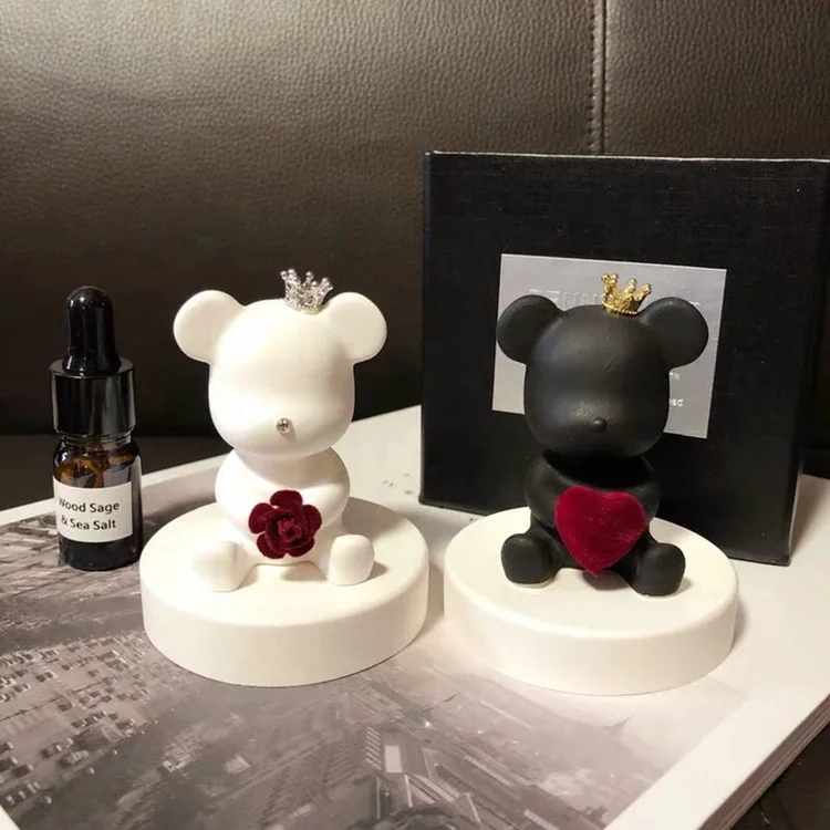

Black White Bear Vents Ceramic Aromatherapy, White, pink, blue, or customized