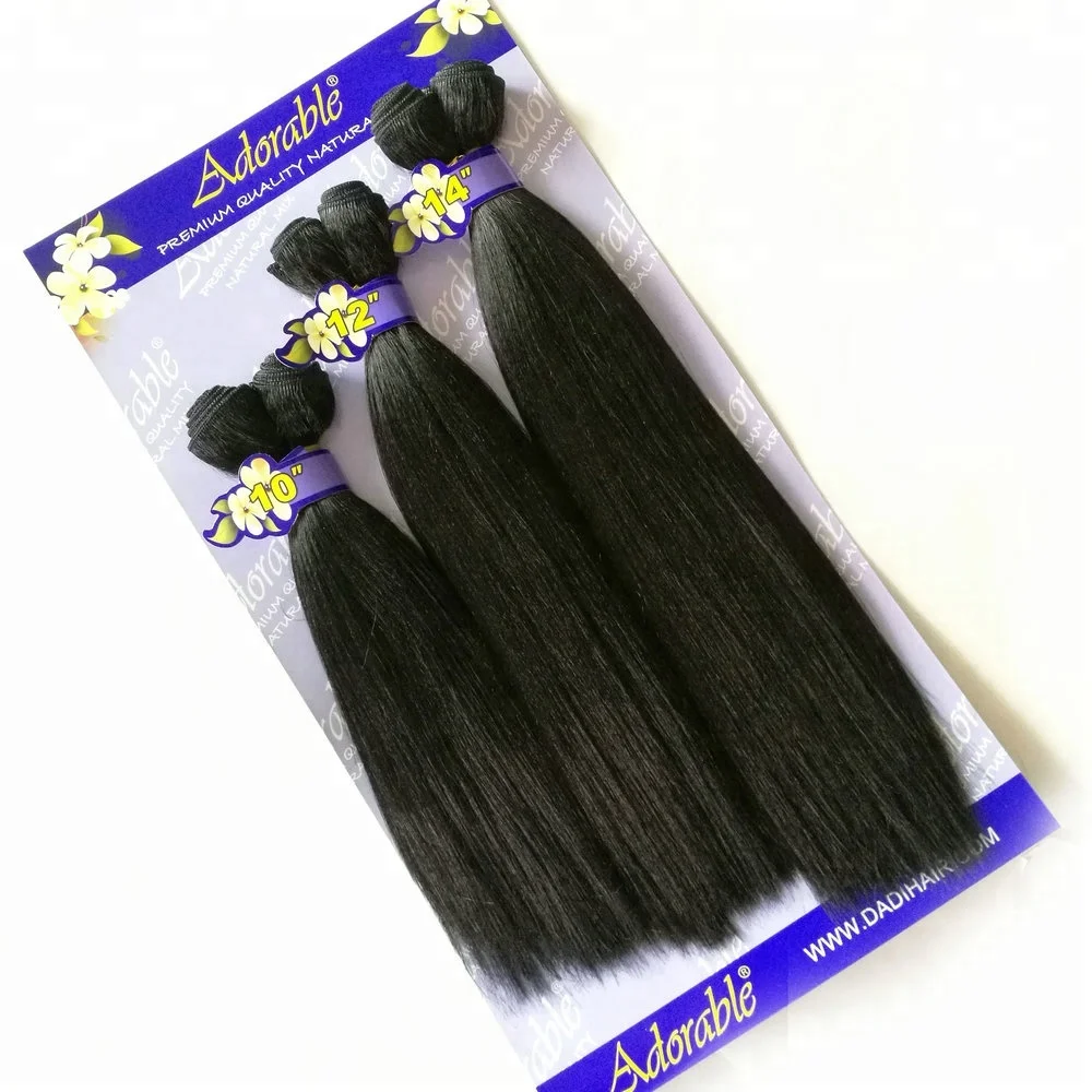 

Adorable silk straight yaki wave 6pcs synthetic hair weaving,heat resistant fiber natural color hair weave,one pack for one head, Accept customer color chart