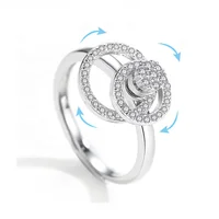 

Real 925 sterling silver Round Cut Rotatable Ring Cubic Zirconia Diamond Adjustable New Design