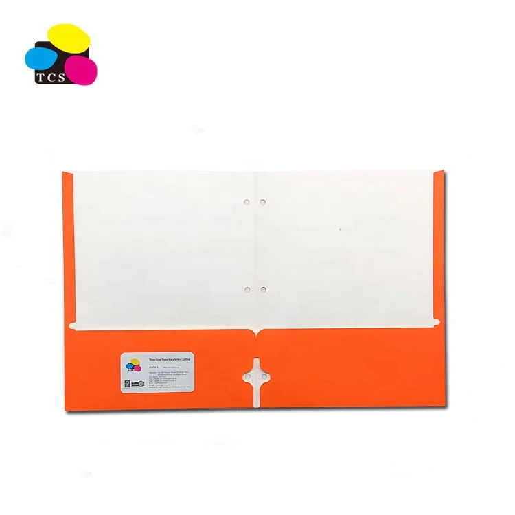 
ECO Friendly Lehui High Quality Letter A4 Size Orange Two Pockets Paper File Folder 