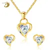 Alibaba Popular Crystal Wedding Jewelry Set Bridal, New Model Luxury Jewellery Heart Shaped Zircon Diamond Necklace Earrings Set
