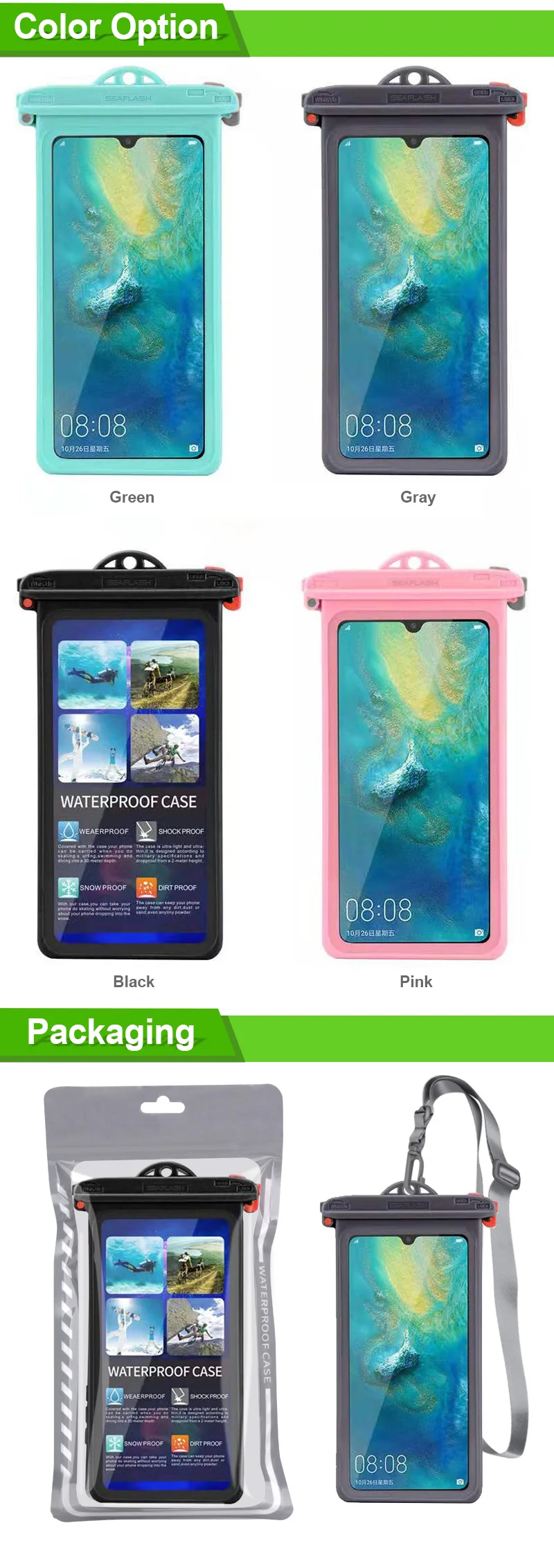 New Style Waterproof for Mobile Phone Case Custom Waterproof Cell Phone Case Wholesale Waterproof Phone Case