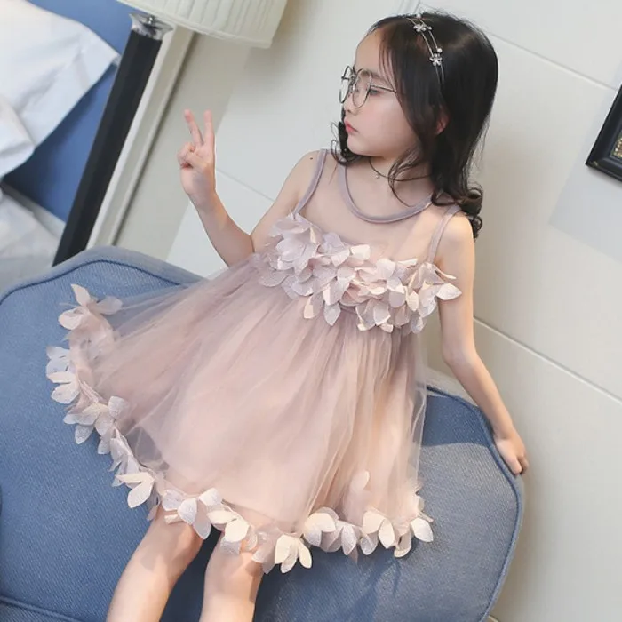 

Summer Mesh Girls Clothes Pink Applique Princess Dress Children Clothes Baby Girls Dresses Party Y11165, Can follow customers' requirements