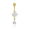 Oval CZ Dangle 316L Surgical Steel Belly Ring Button Navel Body Jewelry