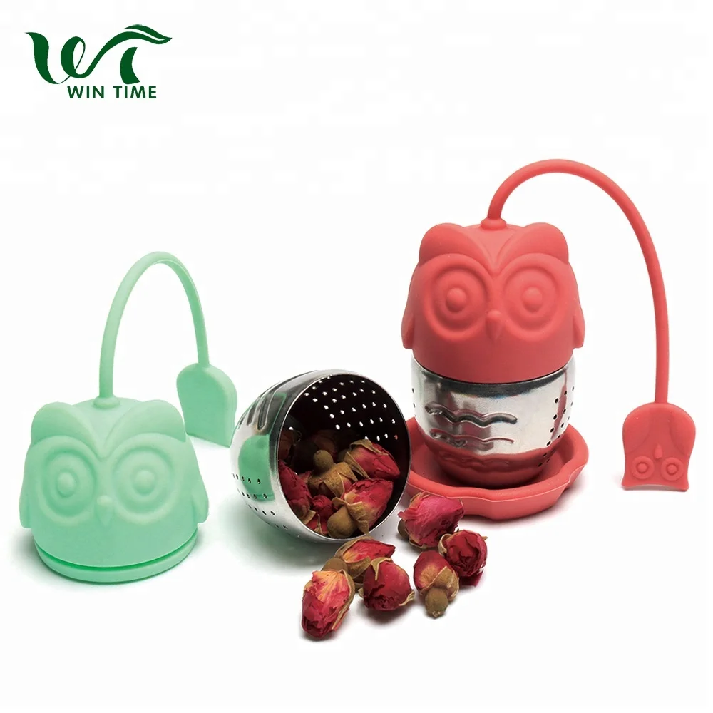 

LFGB Stainless Steel Silicone Owl Basket Shape Tea Infuser, Any pantone color