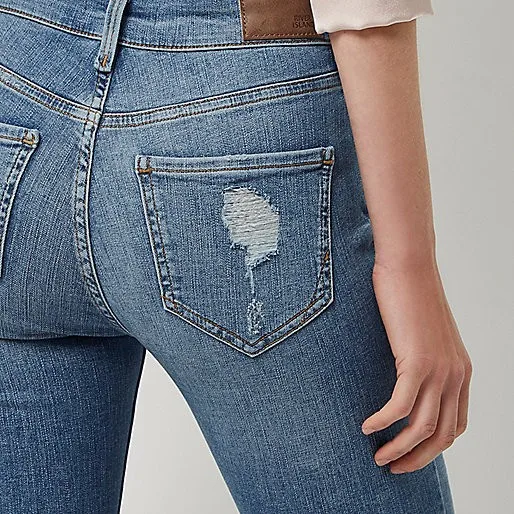 Damen Frauen Denim Super Skinny Fit Stretch Jeans Hose Mit Abzeichen XS-2XL Neu