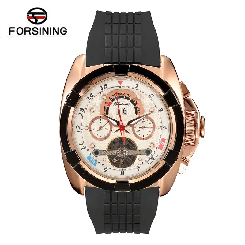 

FORSINNING multifunction tourbillion date day display rose golden watch fashion men sport men luxury brand automatic watch