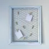 Large shabby chic chicken wire timber photo frame and peg notice board