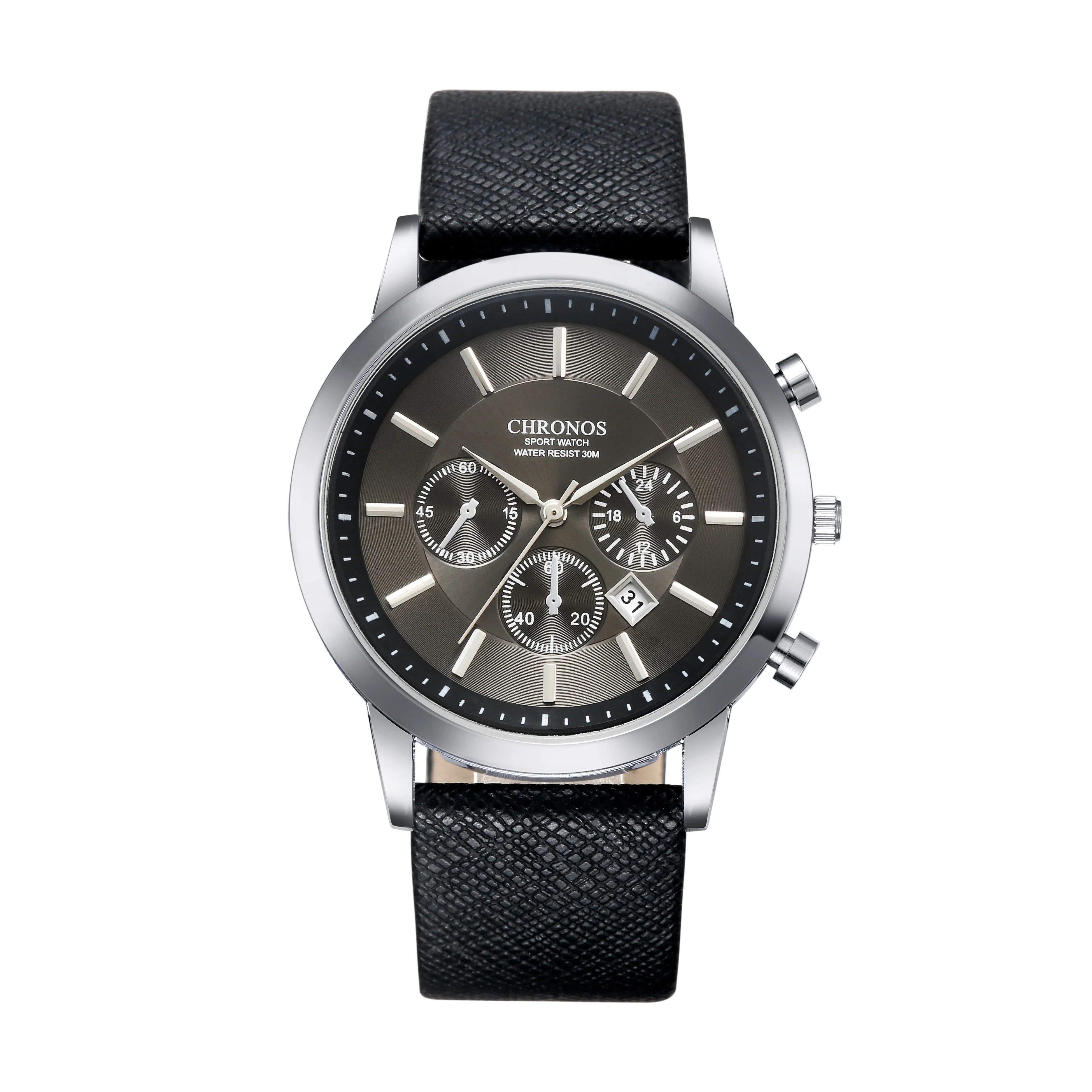 

Wholesale Quartz Leather Men wrist Watches Low MOQ 3 ATM Waterproof Watches Men Wrist, Sliver or custom