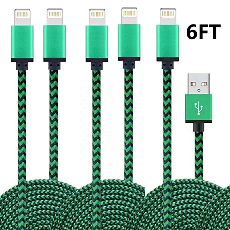 

2M/6FT nylon braided pass 2A usb data sync cable For iphone5/5S/6/6Plus/7/8/X/XS MAX/XR ipad Weave Charging Cable ios12, Popular 5color;also accept customized color
