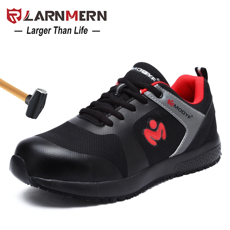 

LARNMERN Man's Steel Toe Work Safety Shoes Breathable lightweight Anti-smashing Anti-puncture Construction Protective Footwear