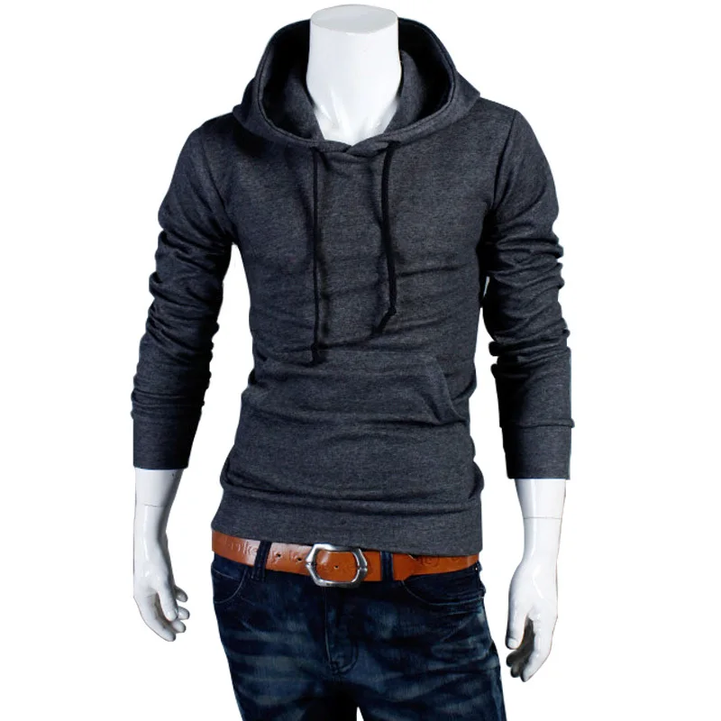 wholesale Free shipping Spring and Autumn new Korean men's solid color casual hooded sweatshirts hedging jacket m-2XL