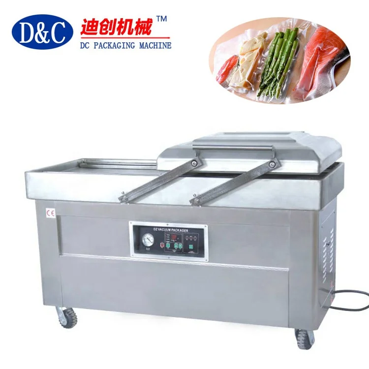 Double chamber vacuum packing machine for sea food / salted meat / dry fish / pork / beef / rice