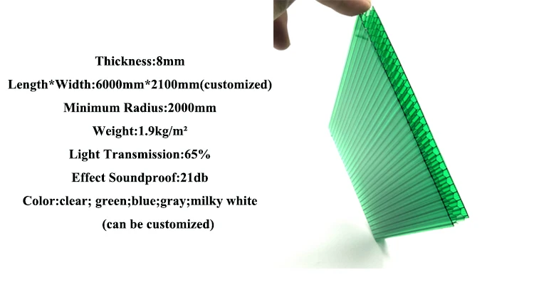High quality sound and heat insulation custom 8mm to 12mm honeycomb greenhouse panels clear plastic sheet