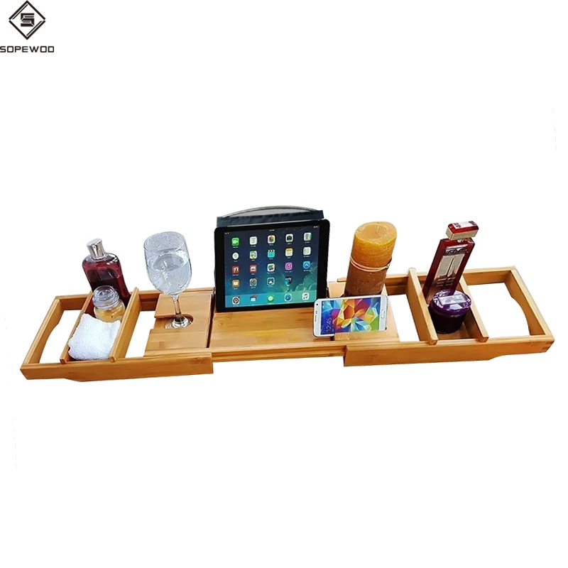 

2018 Best Selling Durable Bamboo Bathtub Caddy Tray for bathroom