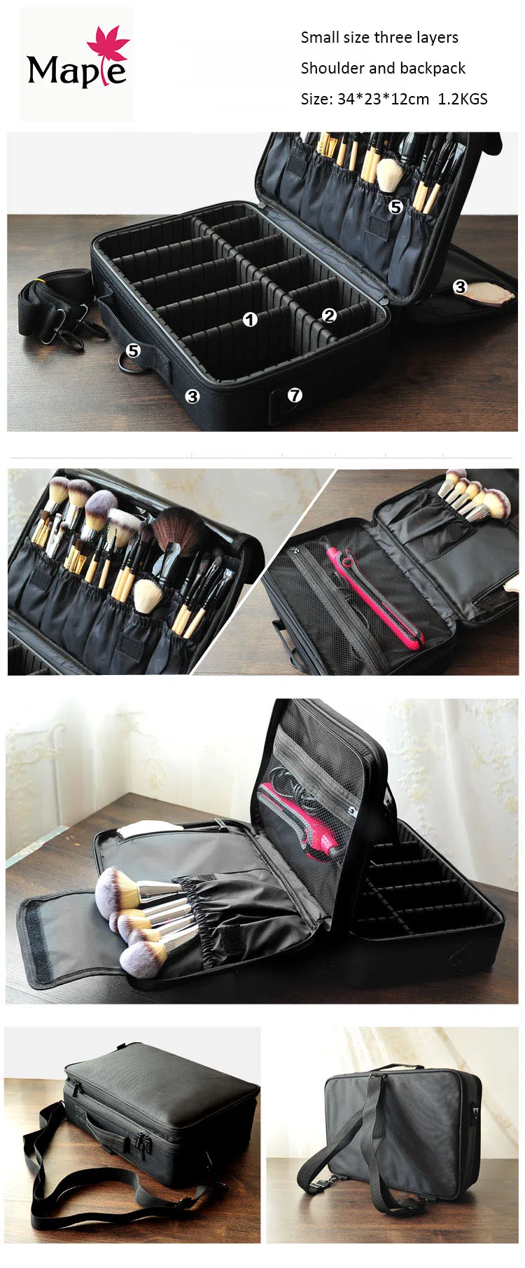 makeup organizer bag with compartments