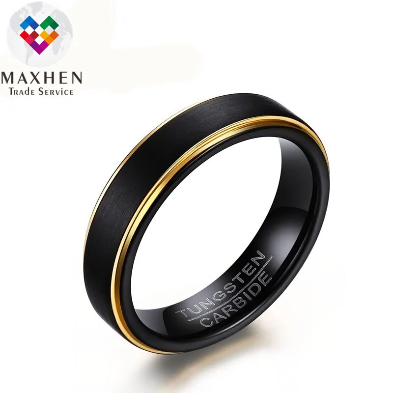 

high quality high grade Tungsten steel fashion black gold rings for man