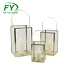 ML-2609 Set Of 3 Good Quality Best Price Stainless Steel Gold Lantern With Glass