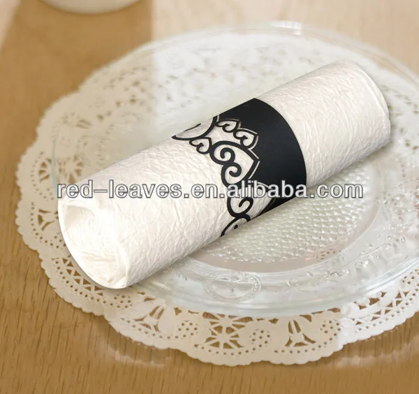 100 pcs Wedding Table Paper Napkin Ring Holder Heart Pattern White 