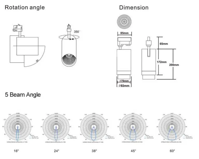 Indoor commercial 10w 20w 30w 40w 50w led cob track lighting