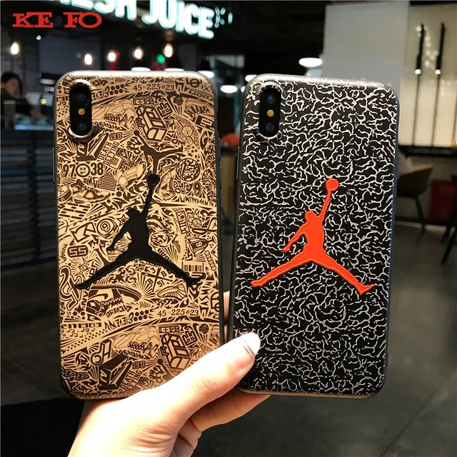 

KEFO Jordan Silicone Slim Back Cover For Iphone X 10 8 Plus NBA Phone Case Coque For iPhone XS max Shell Bags