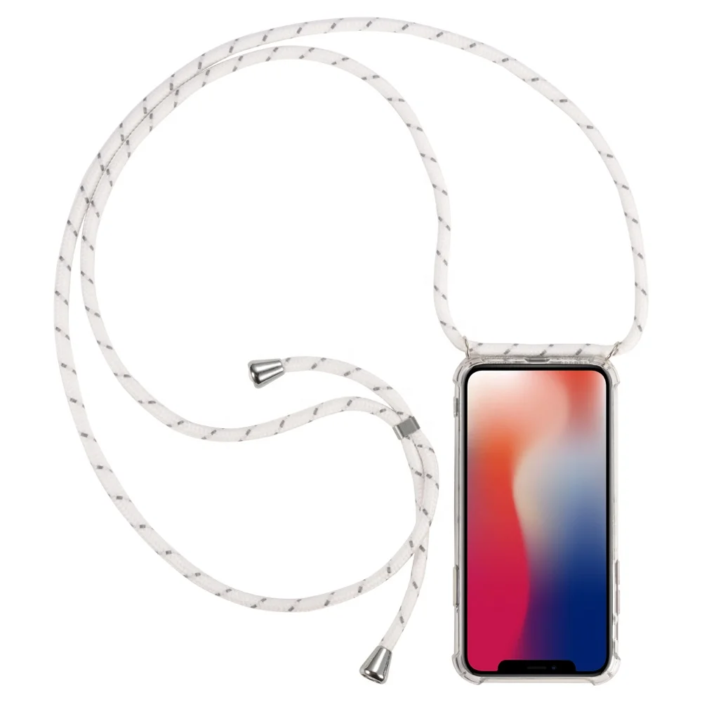 

New Arrivals Handykette Transparent TPU cell phone case with necklace for iPhone 7/8/X
