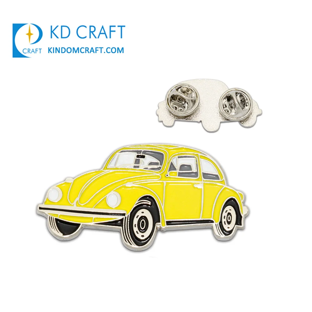 Custom Design Metal Funny Car Grill Emblem Silver Plated Funny Car Pin