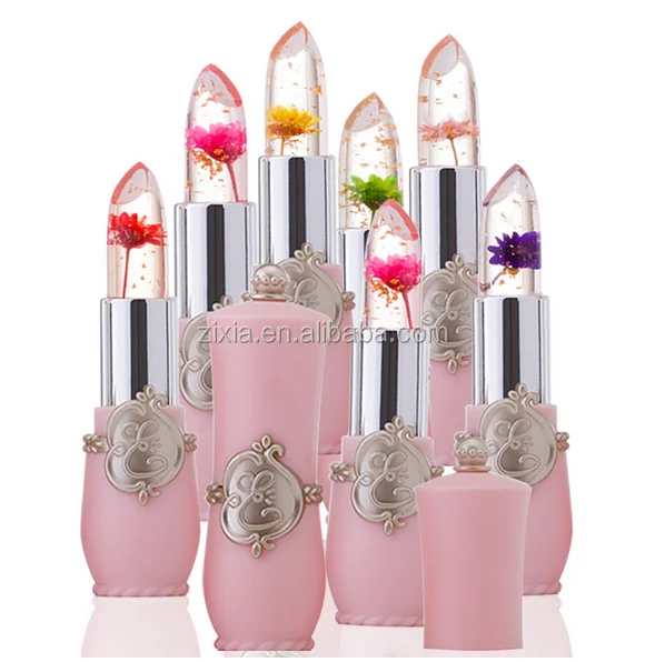 

Hot Waterproof private label Lip Stick Brand Cosmetics Long Lasting Temperature Color Change Jelly Lipstick with Flower