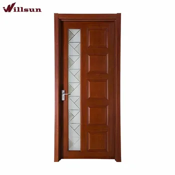 Red Walnut Veneer Used Beveled Glass Insert Solid Wood 5 Panel Interior Doors Buy Glass Insert Wood Interior Door Wood Panel Door Interior Wood
