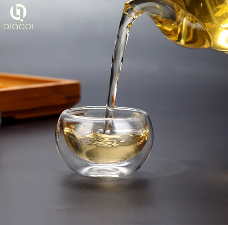 

50ml double wall heat resistance glass tea cup, Clear