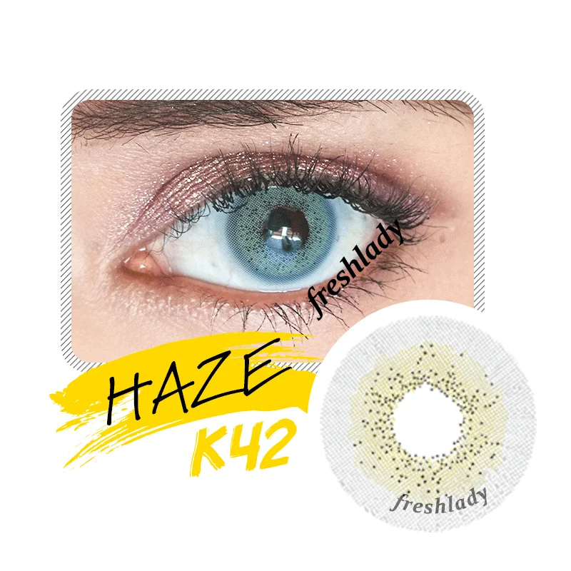 

China popular Fresh lady cosmetics wholesale soft yearly colored eye contact lenses super natural 14.5mm, 5 colors