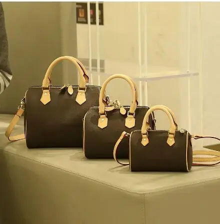 

2019 Luxury Brand Speedy Bag Women Top Quality Real Leather Shoulder Monogram Travel Bag 20/25/30cm bolsa feminina