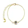 Simple elegant adjustable womens Moon Natural stone beads fine hand Bracelet