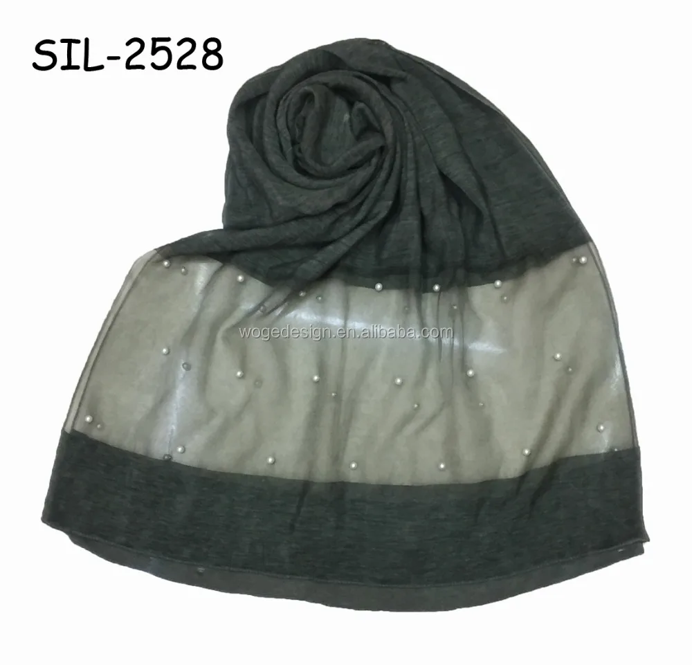 
New arrival arabe islam beautiful femme hot stylish prayer shawl scarfs large tie dye color polyester blend cotton pearl hijabs 