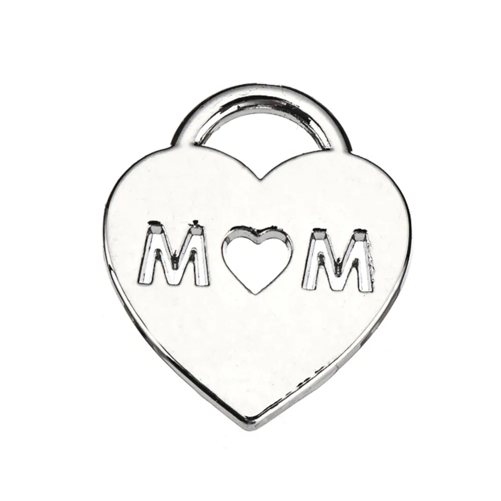 

Fashion Style Silver Plated Heart Mom Charm as gift for mother's day