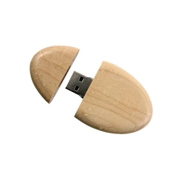 

100% Natural Popular Oval Wooden USB Memory Drive
