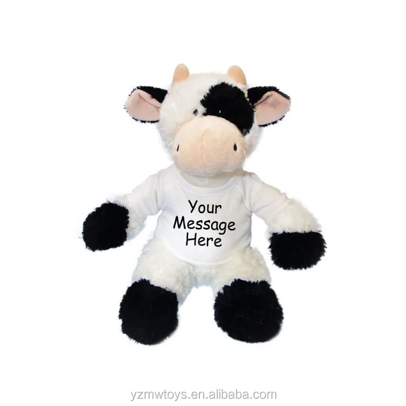 Plush Animal Mascot Cow With Custom T-shirt Plush Stuffy Sitting Cow ...