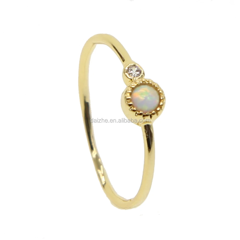 

fashion thin gold band opal rings for women wedding tiny gold stackable rings