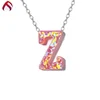 Slide pendant letters Z initial alphabet synthetic opal stones