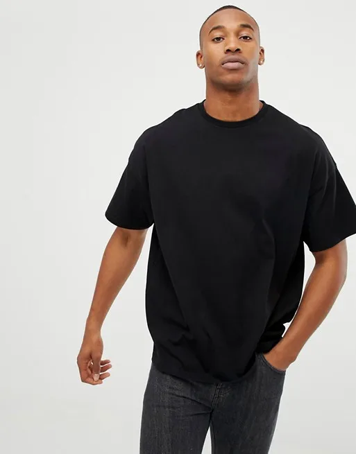 

Custom Label Wholesale Clothing Crew Neck in Black Tee Men Your Design Oversized T-Shirt