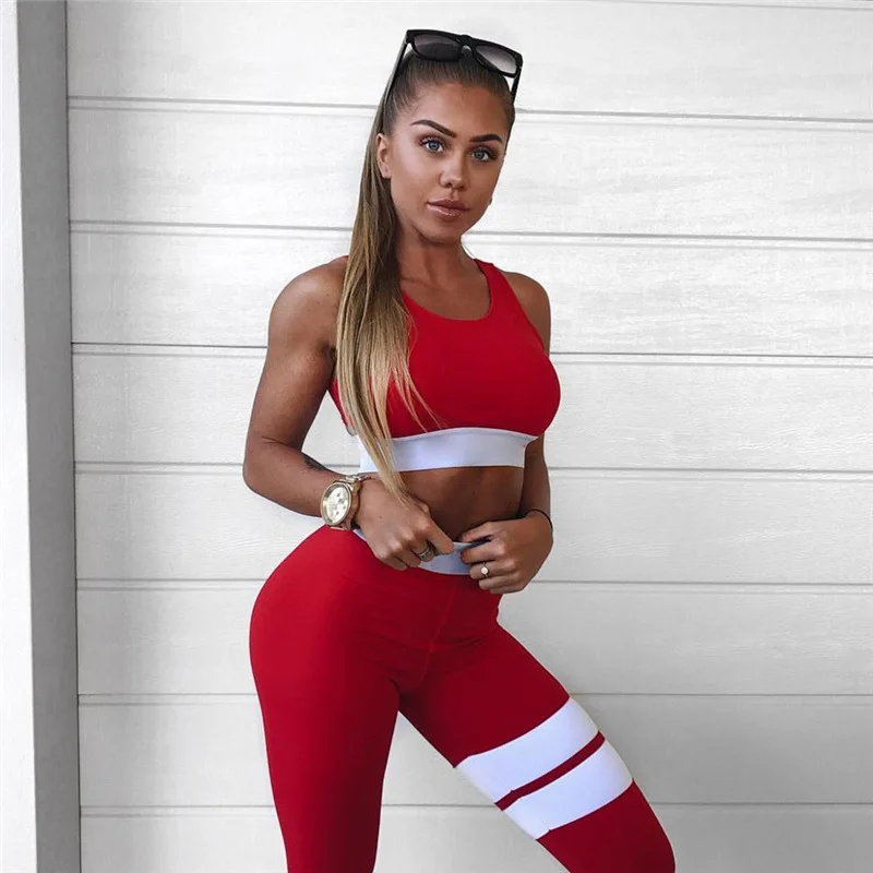 Wholesale Custom Women's Crop Top Bra Set Fitness Sport Gym Clothes Yoga Leggings Wear