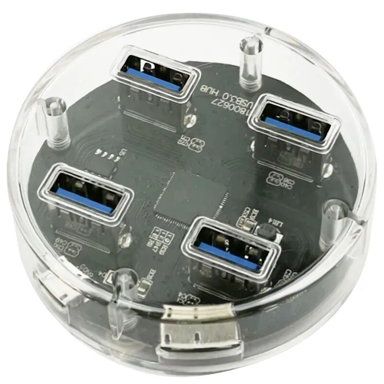 

Hot-selling usb hub cheap price ABS Plastic 4 ports transparent usb3.0 hub