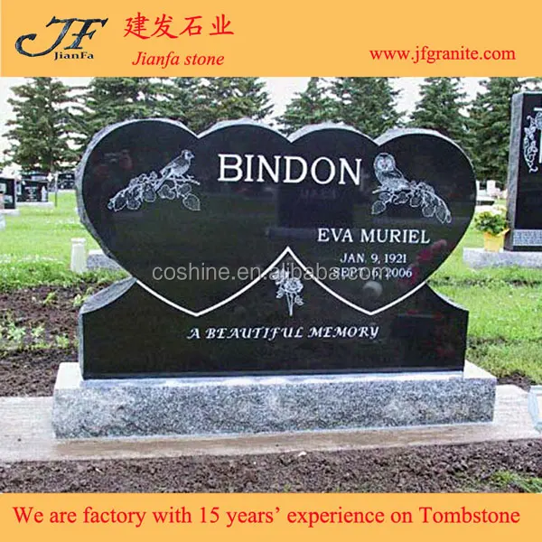 American Style Granite Monument Double Heart Shaped Headstone Tombstone