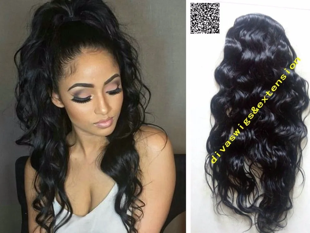 Natural Wavy Human Hair Ponytail Hairpiece Clip Drawstring Natural Wavy Human Hair Ponytail Hairpiece Clip Drawstring Extension 120g Free Ship