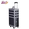 Black Diamond 4 in 1 Interchangeable Pro Aluminum Rolling Makeup Case Cosmetic Train Box