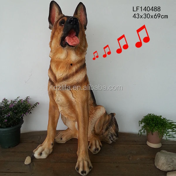 Resin Anjing Menggonggong Motion Sensor Kerajinan Patung Id Produk